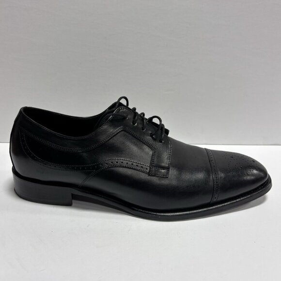 Johnston & Murphy Men’s Ellsworth Cap Toe Black Leather Dress Shoes, Size 12 M main image 4